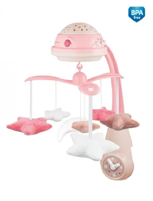 Muzikālais karuselis gultiņai ar projektoru Canpol 75/100 pink