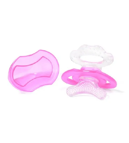 Silikona zobu riņķis-masētājs ar vāciņu BabyOno pink 1008/02