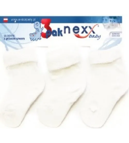 Zeķes 3 pāri 3-6 mēn. 12-15 cm ar plakanšuvi 3-PAK/SKGW-WHITE-3-6