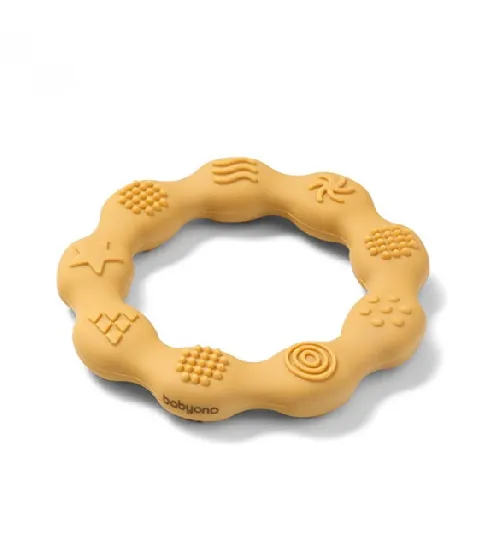Zobu graužamais elastīgs RING BabyOno 825/01 yellow