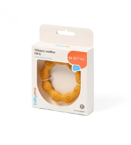Zobu graužamais elastīgs RING BabyOno 825/01 yellow