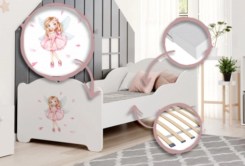ANNA children's bed with mattress 160x80 Girl with wings