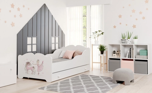 Детская кровать Anna 160x80 с ящиком Girl with unicorn
