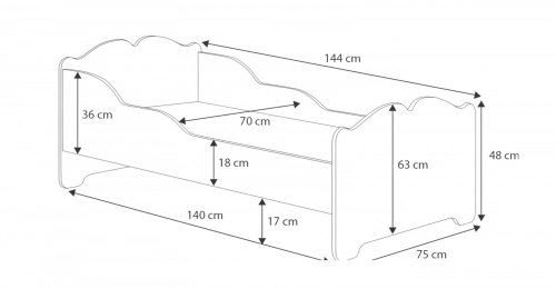 Детская кровать ANNA 140x70 Princess с матрасом