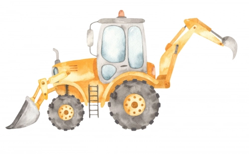 Bērnu gulta LUK ar aizsargbarjeru 160x80 Excavator