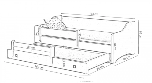 Двуспальная кровать ERYK II 160x80 - черные ручки