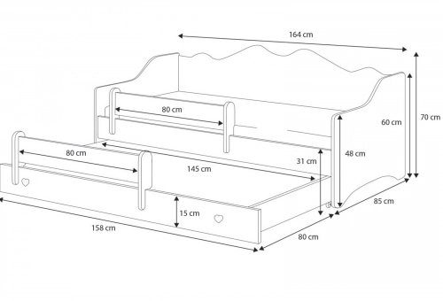 Двуспальная кровать ERYK II 160x80 - белые ручки