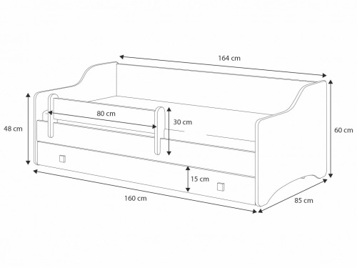 Кровать для детей Erik 160x80 белая black panel