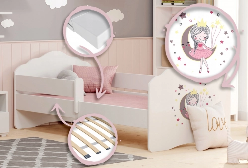 Bērnu gulta FALA ar drošības barjeru 140x70 Sleeping princess