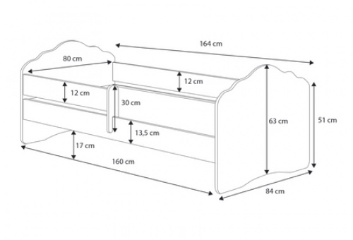 Детская кровать FALA с ящиком 160x80 Unicorn horn