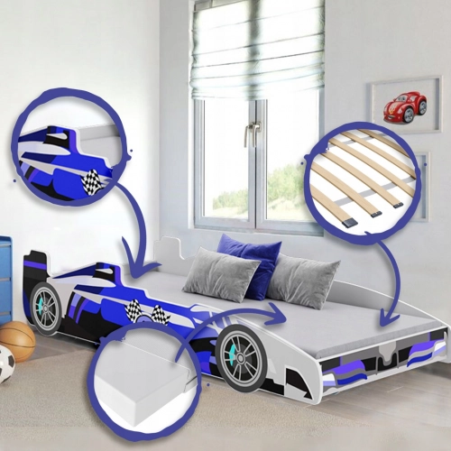 Bērnu gulta Batcar 160x80 ar matraci FORMULA Blue