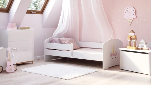 Bērnu gulta LUK 140x70 ar aizsargbarjeru Unicorn horn