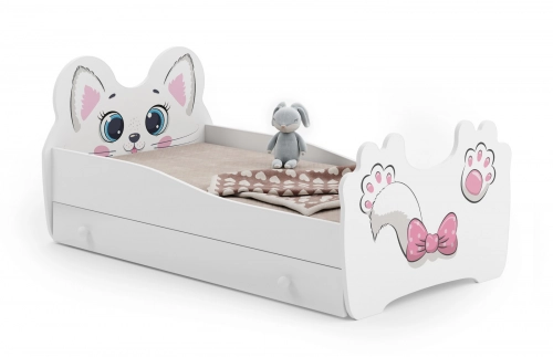 Детская кровать Pink Cat 140x70 с ящиком