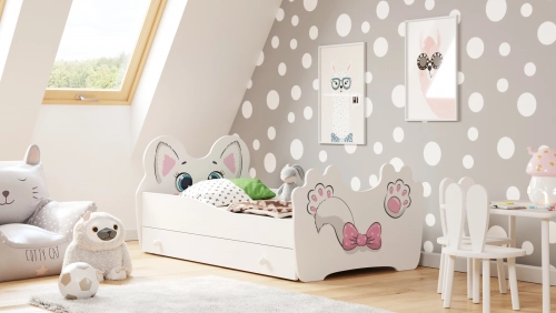 Детская кровать Pink Cat 140x70 с ящиком