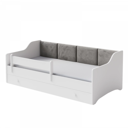 Erik bērnu gulta 160x80 balta panel grey