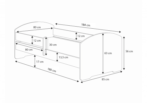 Односпальная кровать LUK 180x80 с ящиком