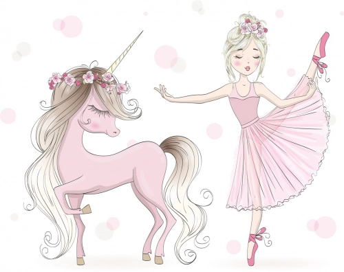 Vienvietīga bērnu gulta ar atvilktni Anna Girl with unicorn 140x70