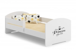 Детская кровать Luk с матрасом и защитным бортиком 164 см x 85 см x 63 см Princess