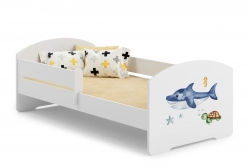 Детская кровать Luk с матрасом и защитным бортиком 164 см x 85 см x 63 см Shark