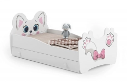 Детская кровать Pink Cat 140x70 с ящиком и матрасом