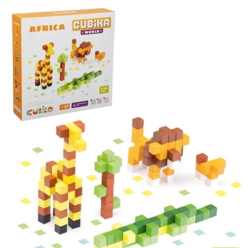 Koka mozaīkas 3D koka konstruktors Cubika World "Āfrika"