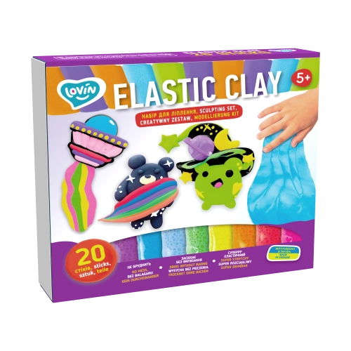 Radošais komplekts Modelēšanas mīkla (lēkājošais plastilīns) Elastic 20 gab.