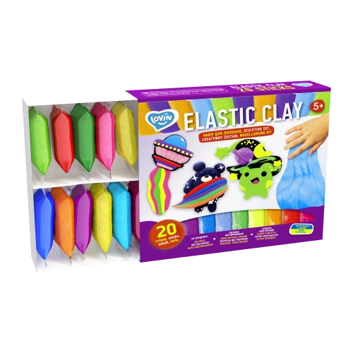 Radošais komplekts Modelēšanas mīkla (lēkājošais plastilīns) Elastic 20 gab.