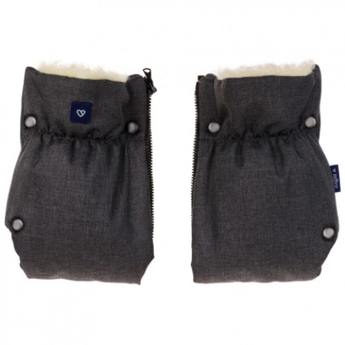 Ratiņu cimdi-mufta WOOL Melange Graphite M-040 Womar