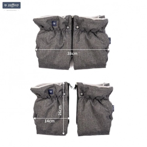 Ratiņu cimdi-mufta WOOL Melange Graphite M-040 Womar