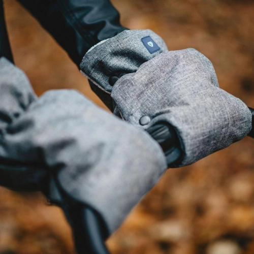 Ratiņu cimdi-mufta WOOL Melange Graphite M-040 Womar