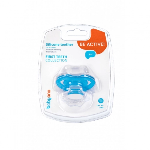Silikona zobu riņķis-masētājs BabyOno 1008/01 blue