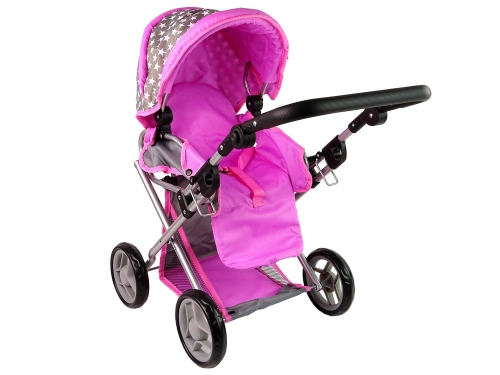 2-in-1 Stroller with Bag Grey Pink Stars