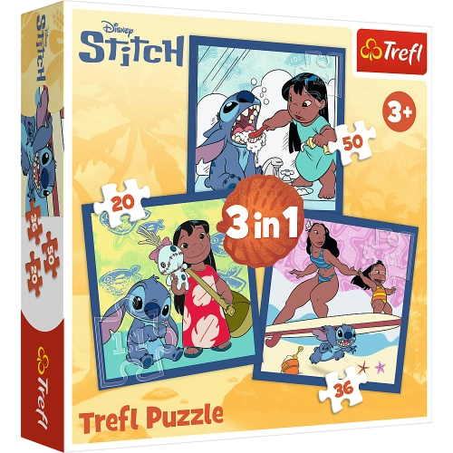 3-in-1 Puzzle – Time with Stitch – Lilo and Stitch Trefl 34896