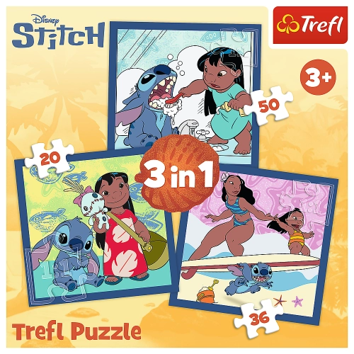 3-in-1 Puzzle – Time with Stitch – Lilo and Stitch Trefl 34896