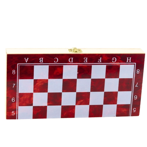 3-in-1 Wooden Game Set Chess Backgammon Checkers Foldable Board 24x24cm