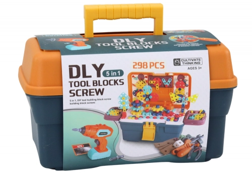 3D Konstrukcijas puzles ar bloku komplektu DIY kastē un izņemamu urbju komplekts