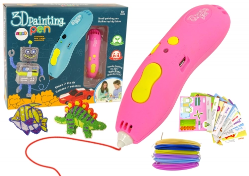 3D PRINTER PEN SET + CARTRIDGES STENCILS INSTRUCTION COLOUR PINK