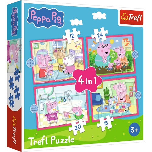 4-in-1 Puzzle (12, 15, 20, 24) – Peppa Loves Adventures – Trefl 34672