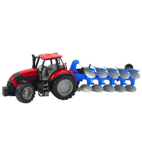 Agricultural Farm Tractor with Plow Drive Red