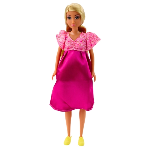 Anlily Pregnant Doll Pink Satin Dress Long Hair