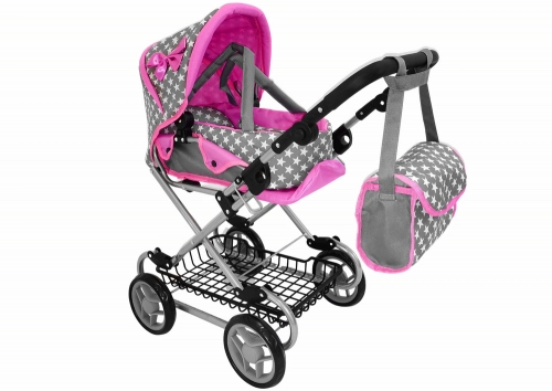 Baby Doll Stroller 2-in-1 Carrier Bag Pink Stars