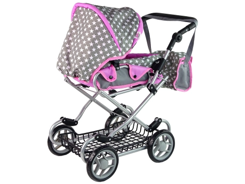 Baby Doll Stroller 2-in-1 Carrier Bag Pink Stars