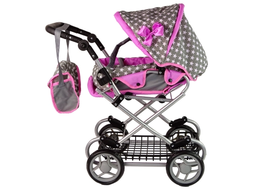 Baby Doll Stroller 2-in-1 Carrier Bag Pink Stars