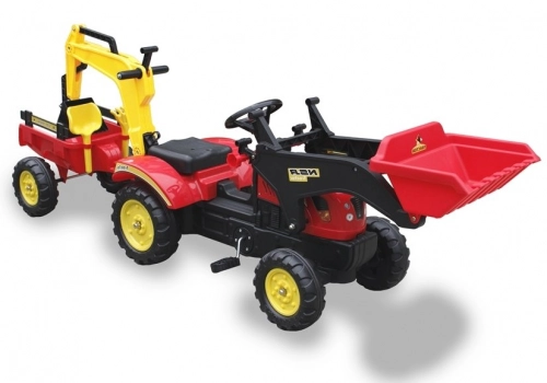 Bērnu traktors ar piekabi un kausu Benson Red
