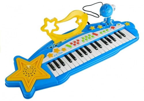 Big Keyboard with MP3 37 Keys with Microphone Blue