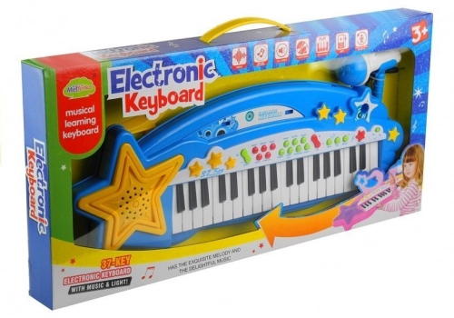 Big Keyboard with MP3 37 Keys with Microphone Blue