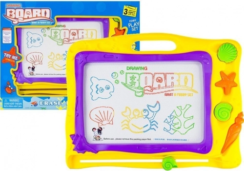 Blackboard with Stamps and Colorful Background