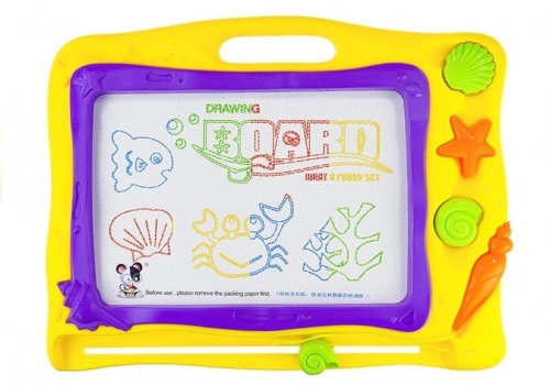Blackboard with Stamps and Colorful Background