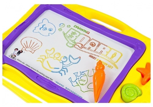 Blackboard with Stamps and Colorful Background
