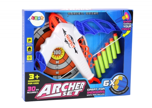 Bow with Target for Soft Arrows with Suction Cup, 6 Pieces